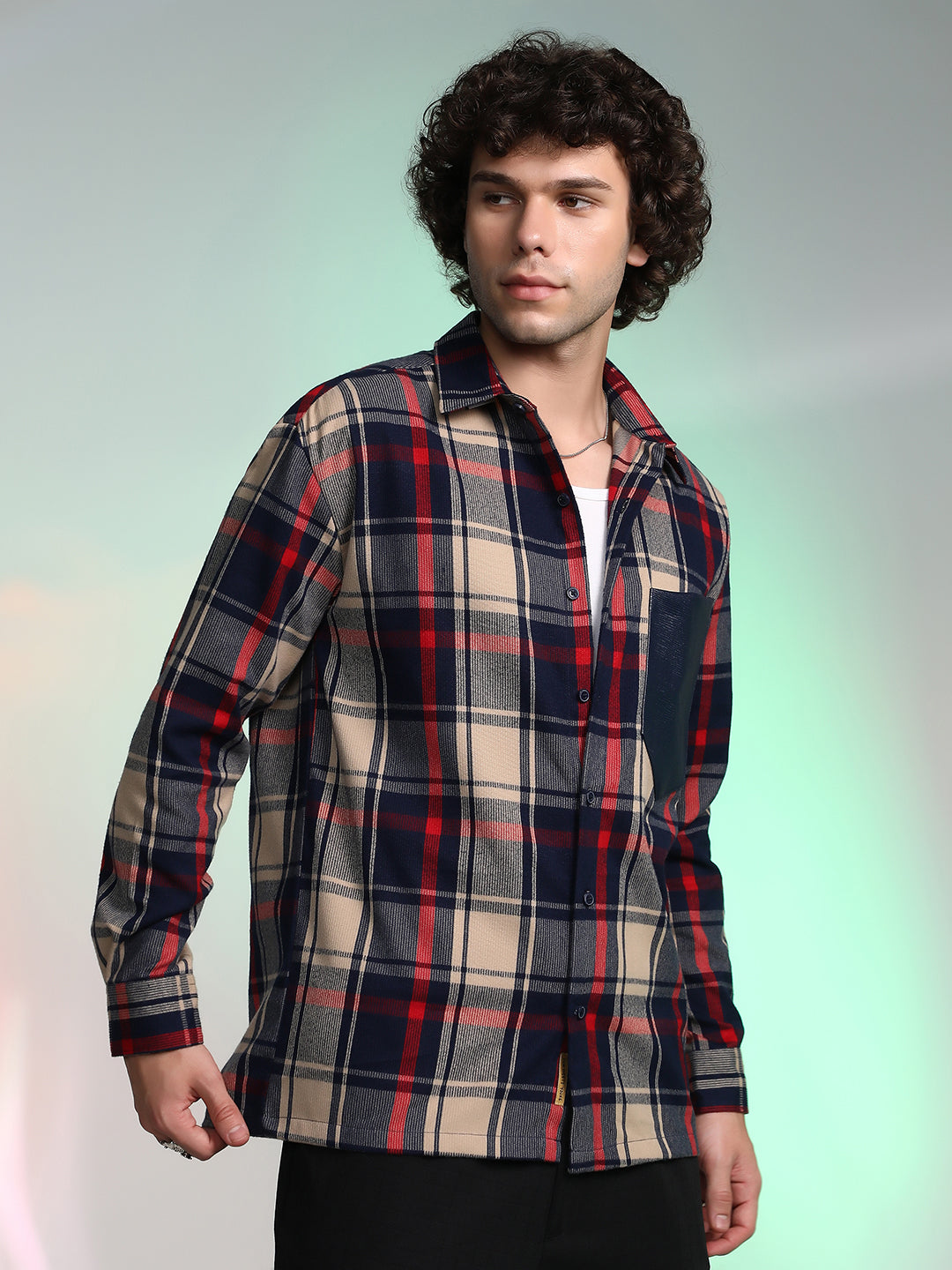 Plaid-Block Oversized Shirt