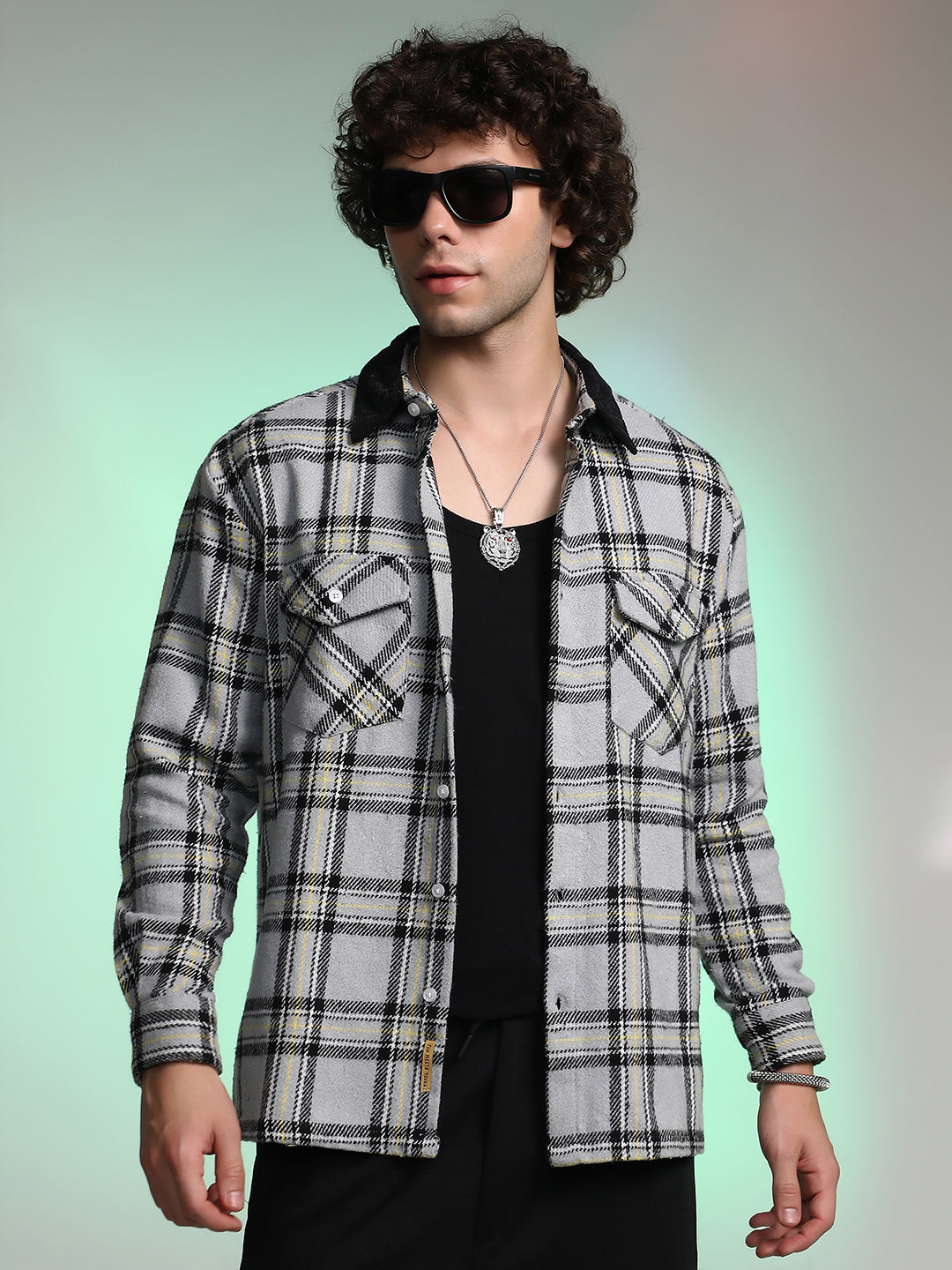 Plaid Utility Oversized Shirt