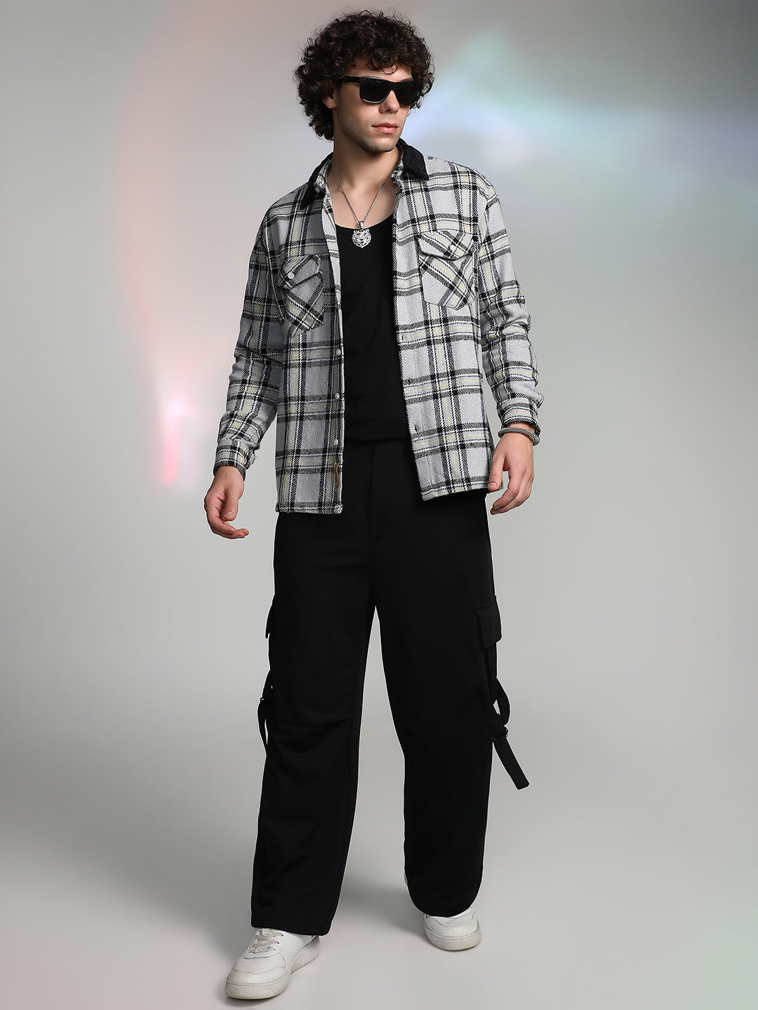 Plaid Utility Oversized Shirt