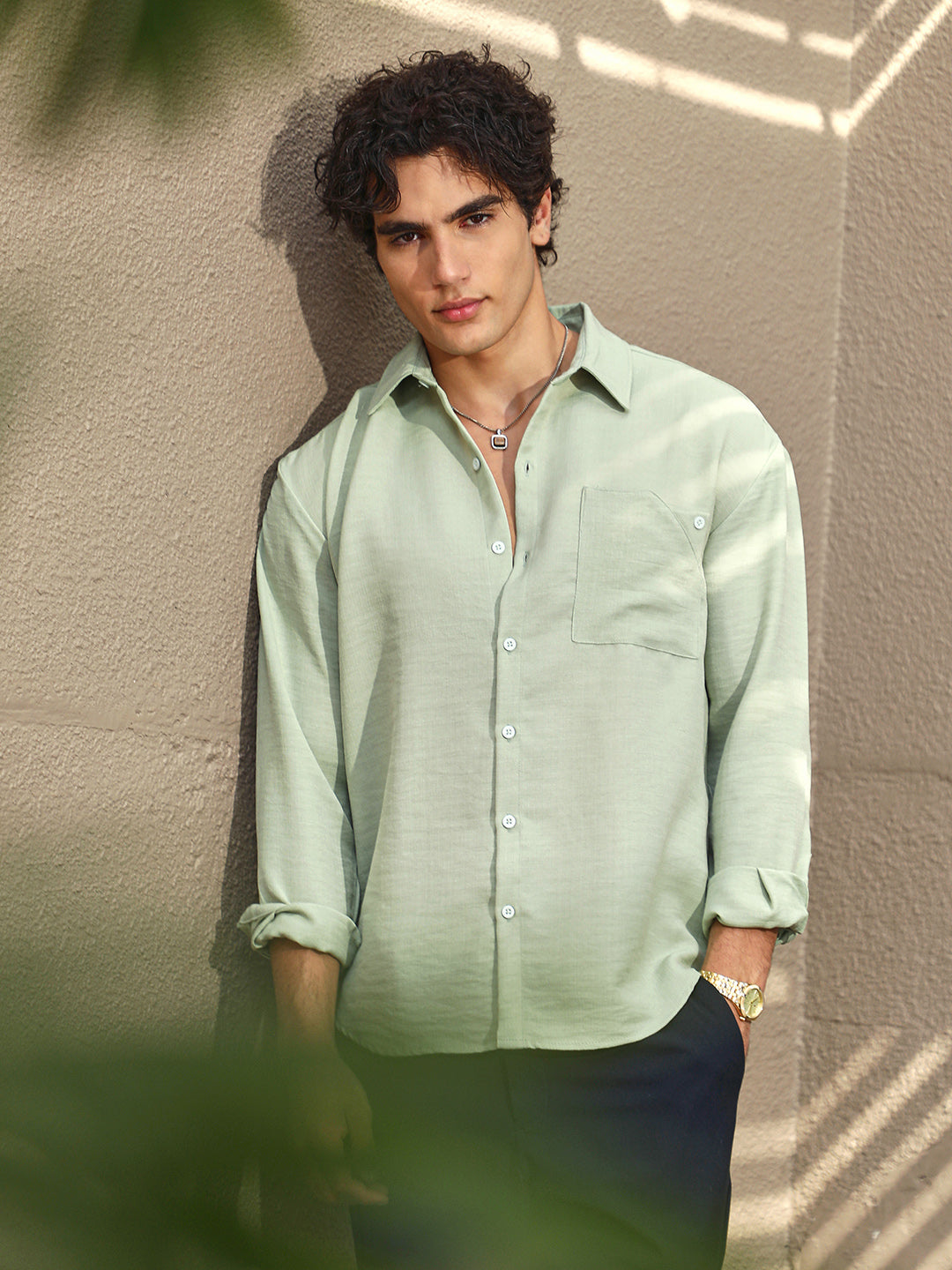 Modular Solid Oversized Shirt