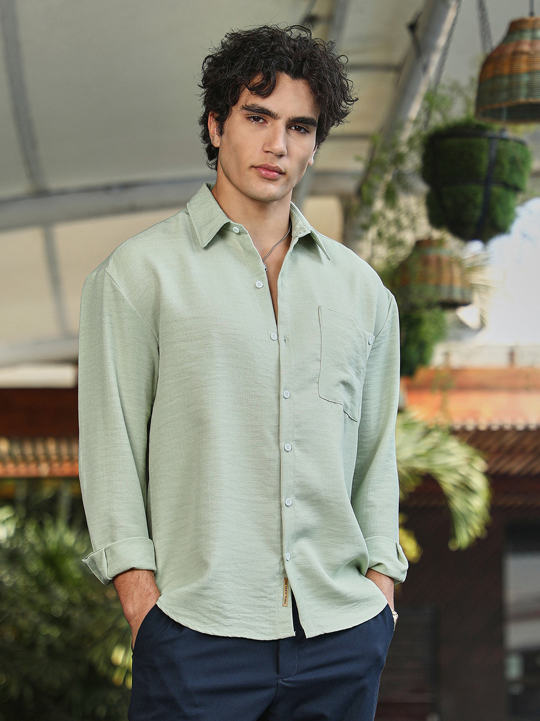 Modular Solid Oversized Shirt