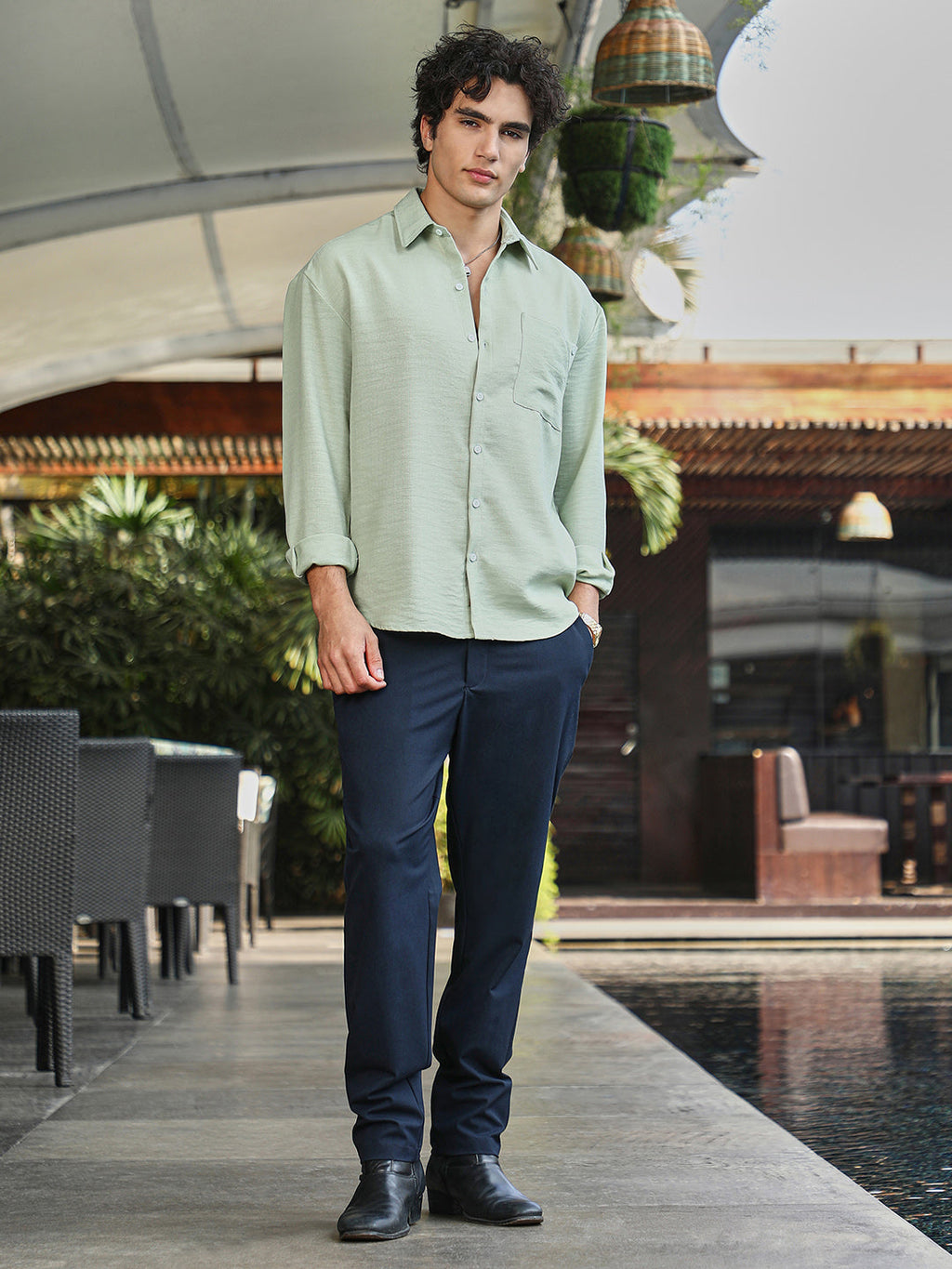 Modular Solid Oversized Shirt