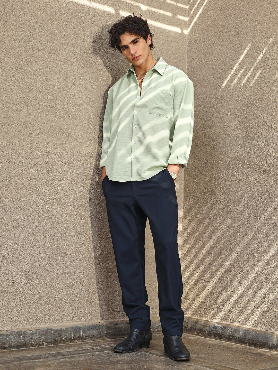 Modular Solid Oversized Shirt