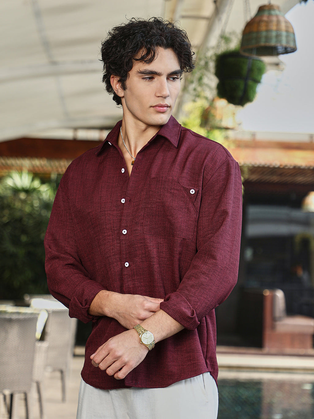 Modular Solid Oversized Shirt