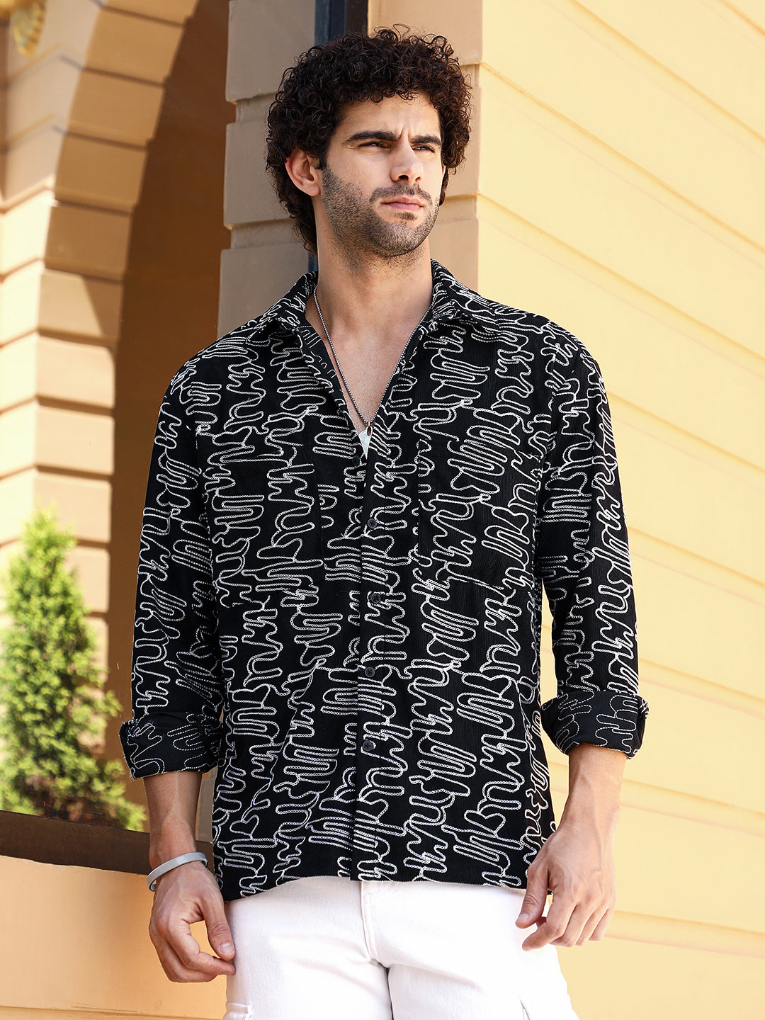 Groovy-Stitch Corduroy Oversized Shirt