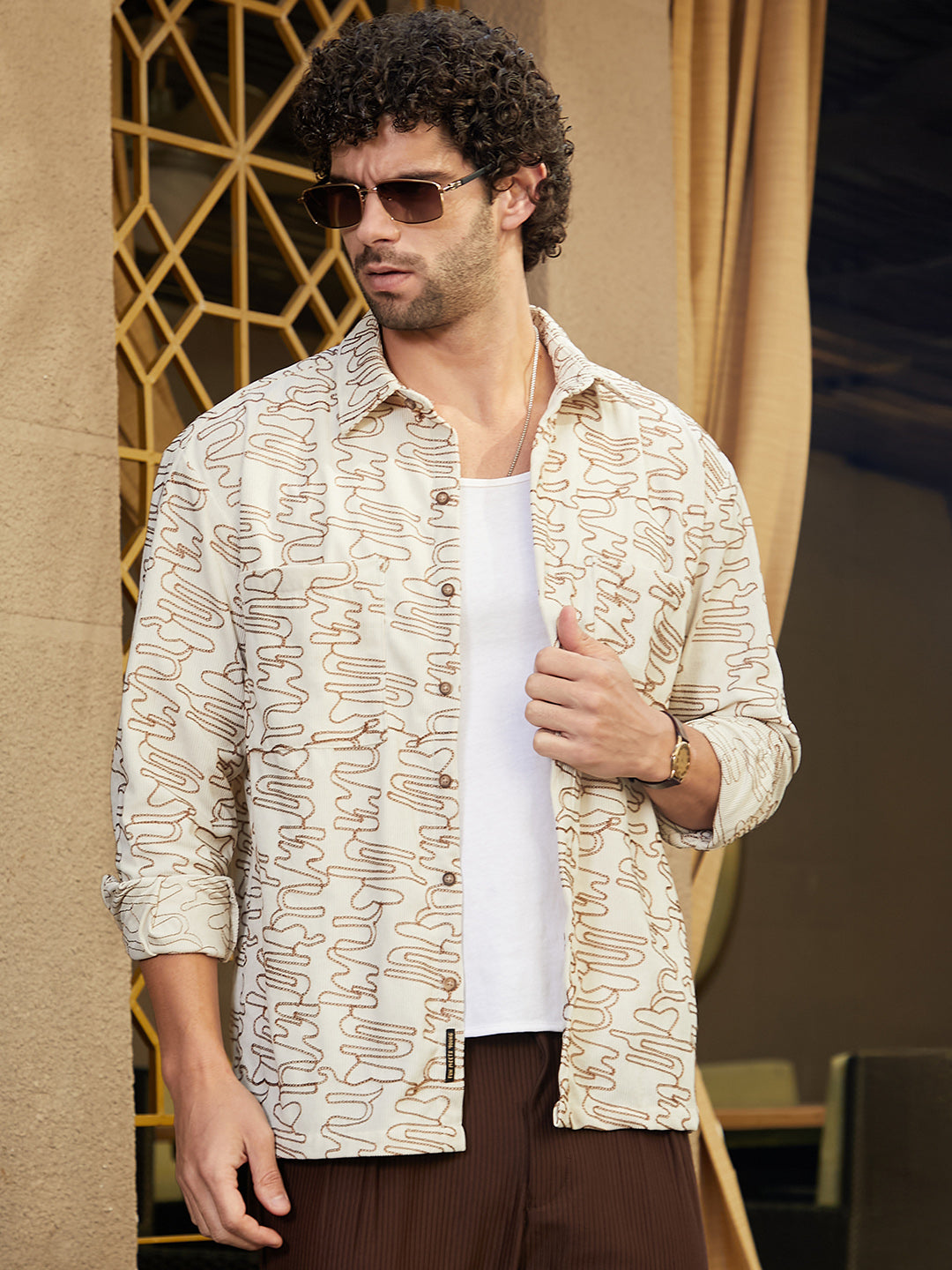 Groovy-Stitch Corduroy Oversized Shirt