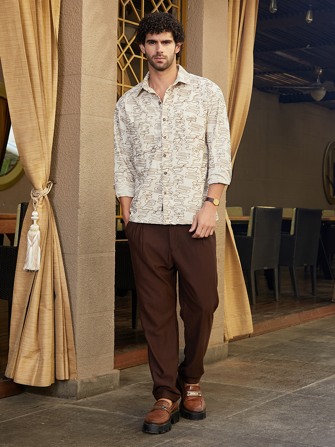 Groovy-Stitch Corduroy Oversized Shirt