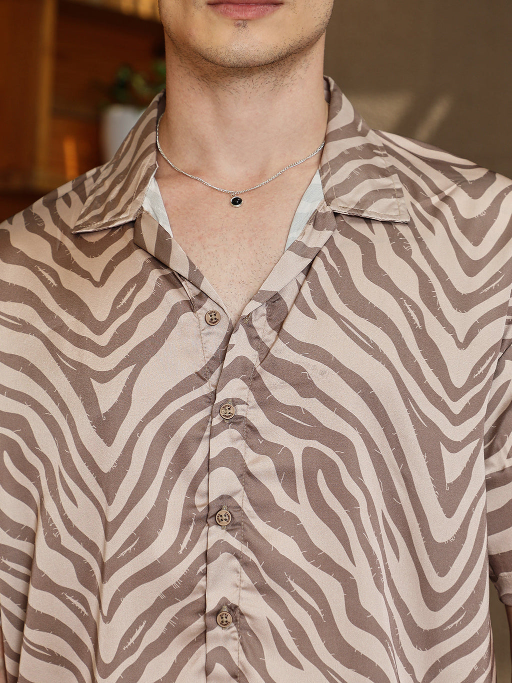 Zebra Satin Oversized Shirt