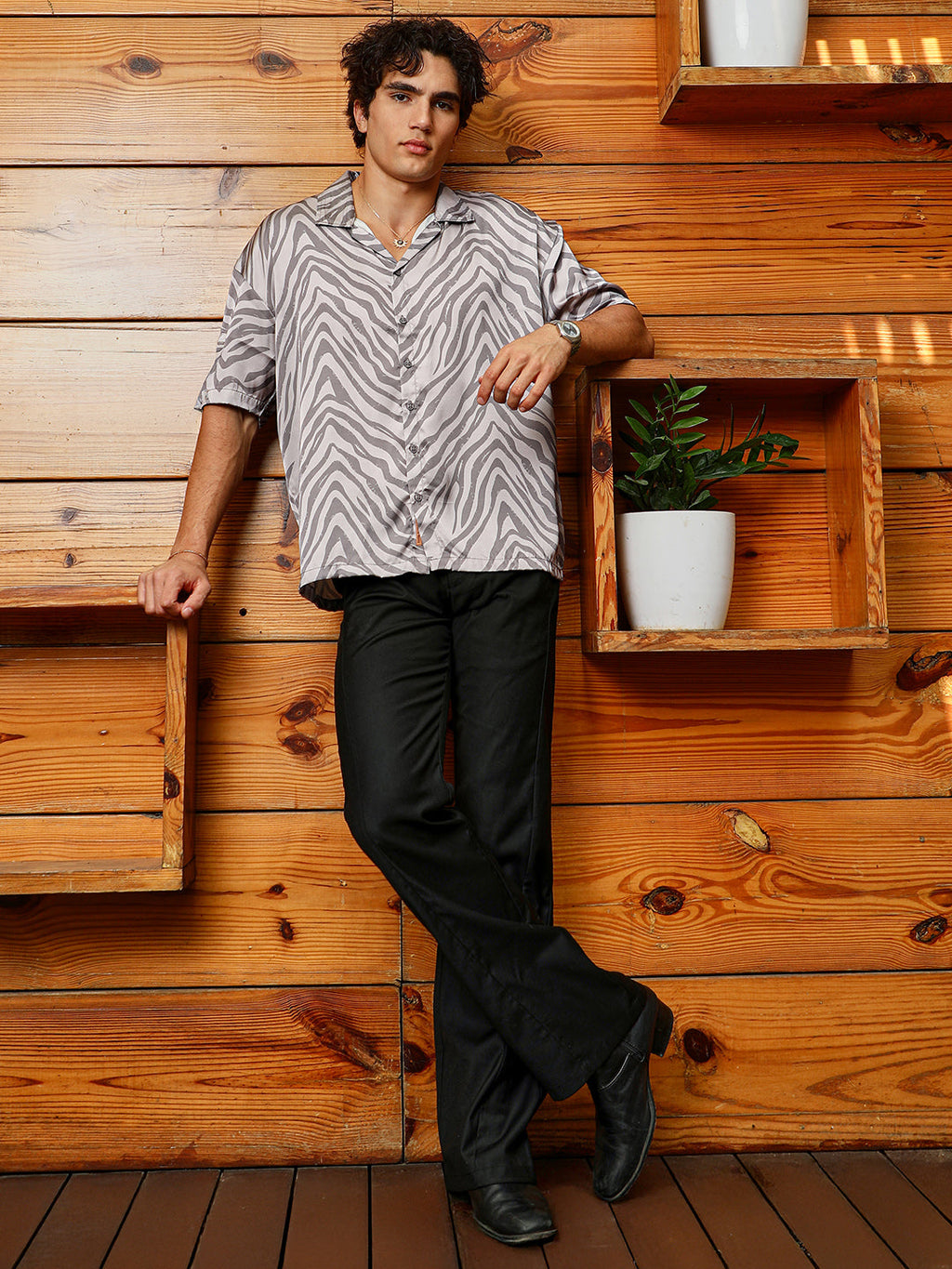 Zebra Satin Oversized Shirt