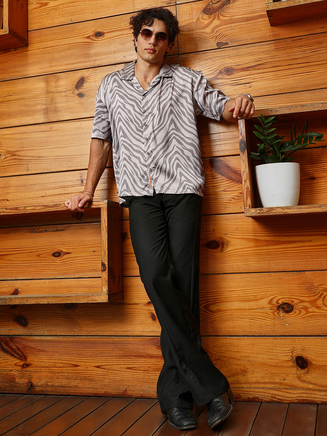 Zebra Satin Oversized Shirt