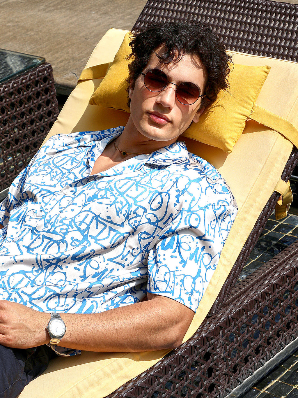 Graffiti Satin Oversized Shirt