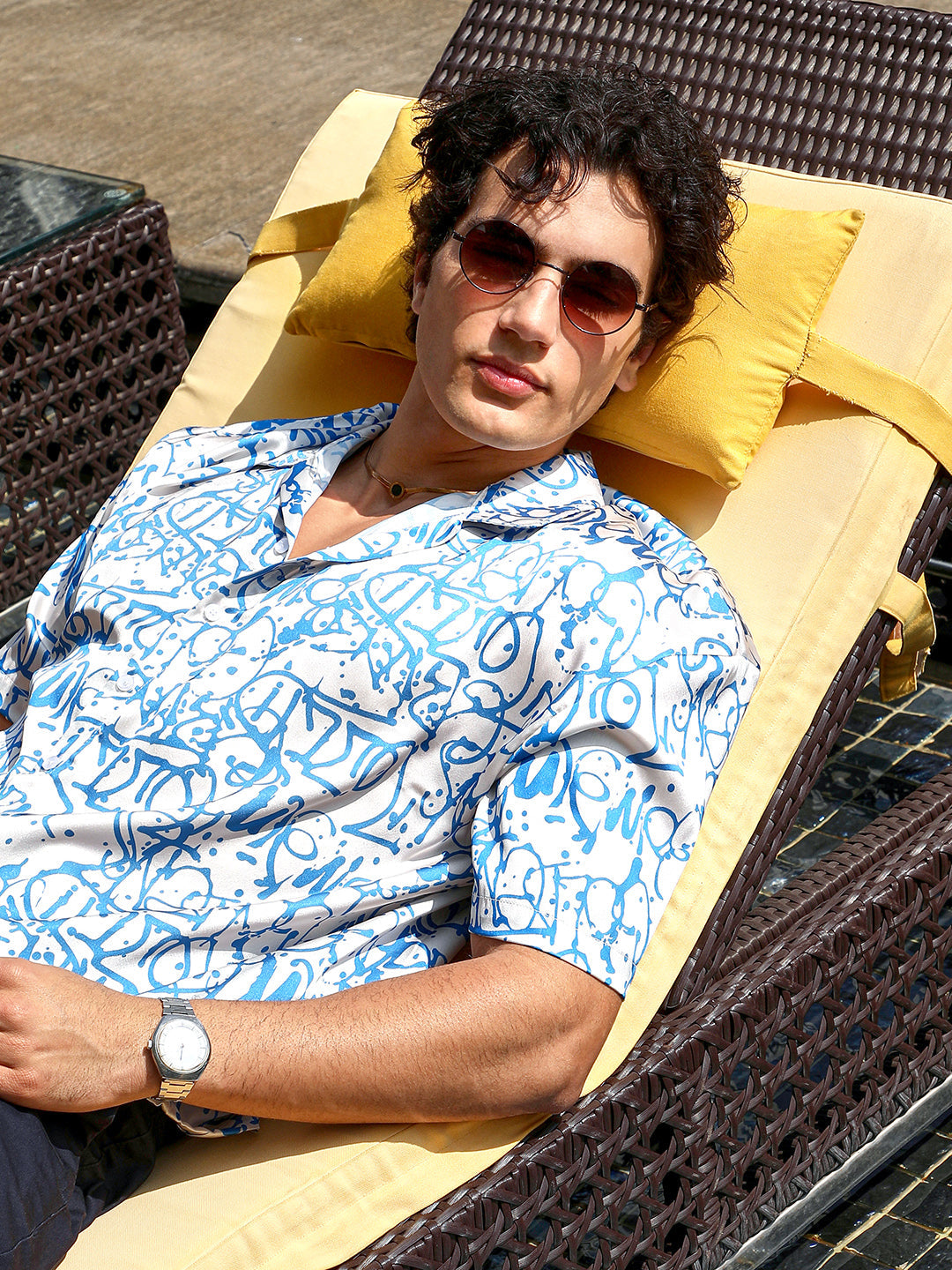 Graffiti Satin Oversized Shirt