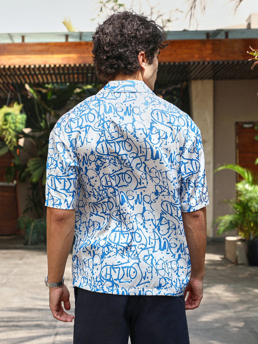 Graffiti Satin Oversized Shirt