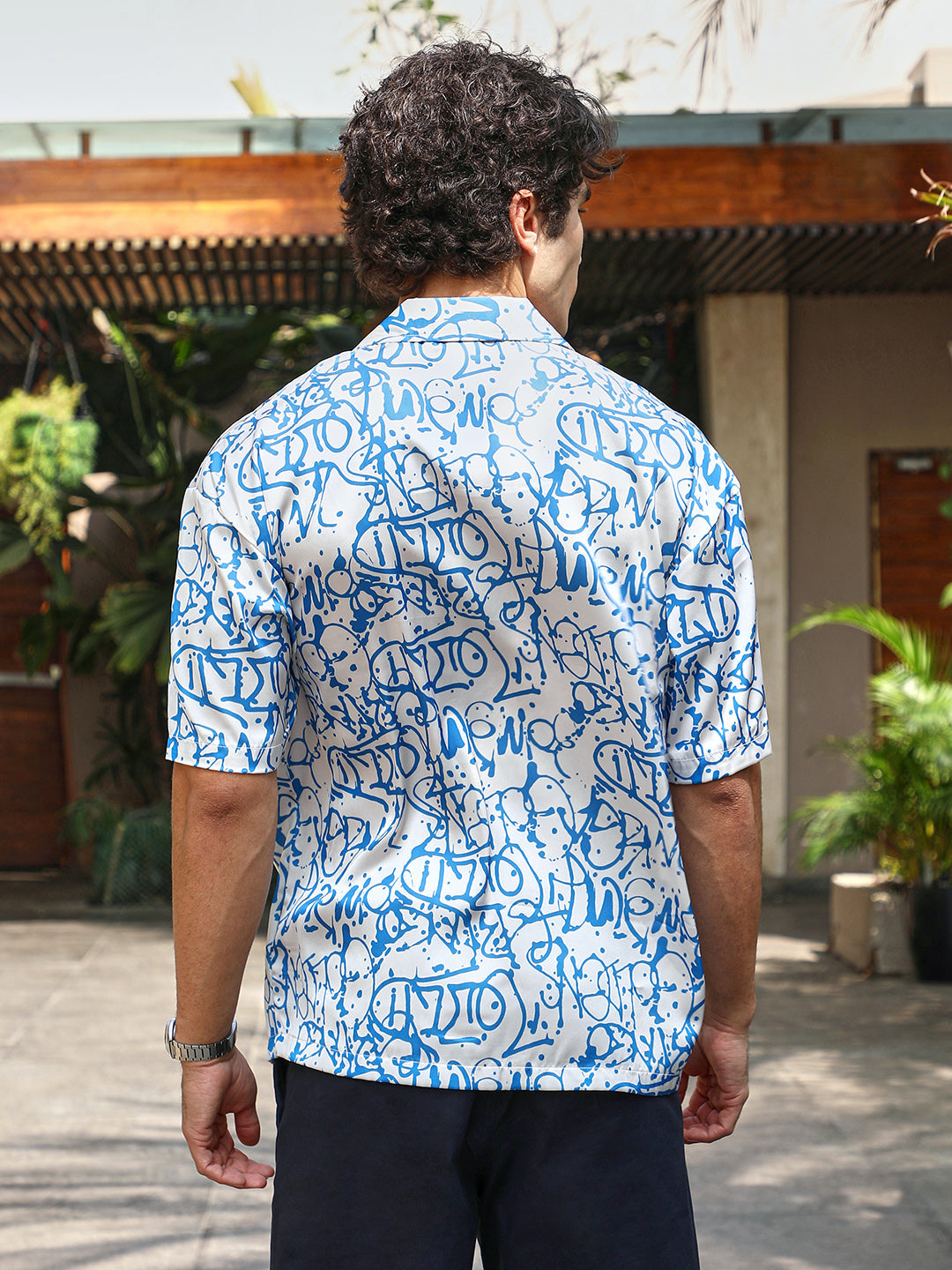 Graffiti Satin Oversized Shirt