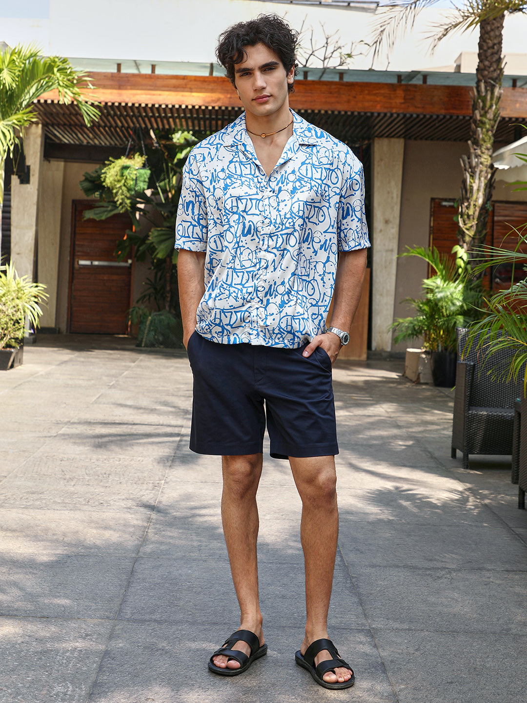 Graffiti Satin Oversized Shirt