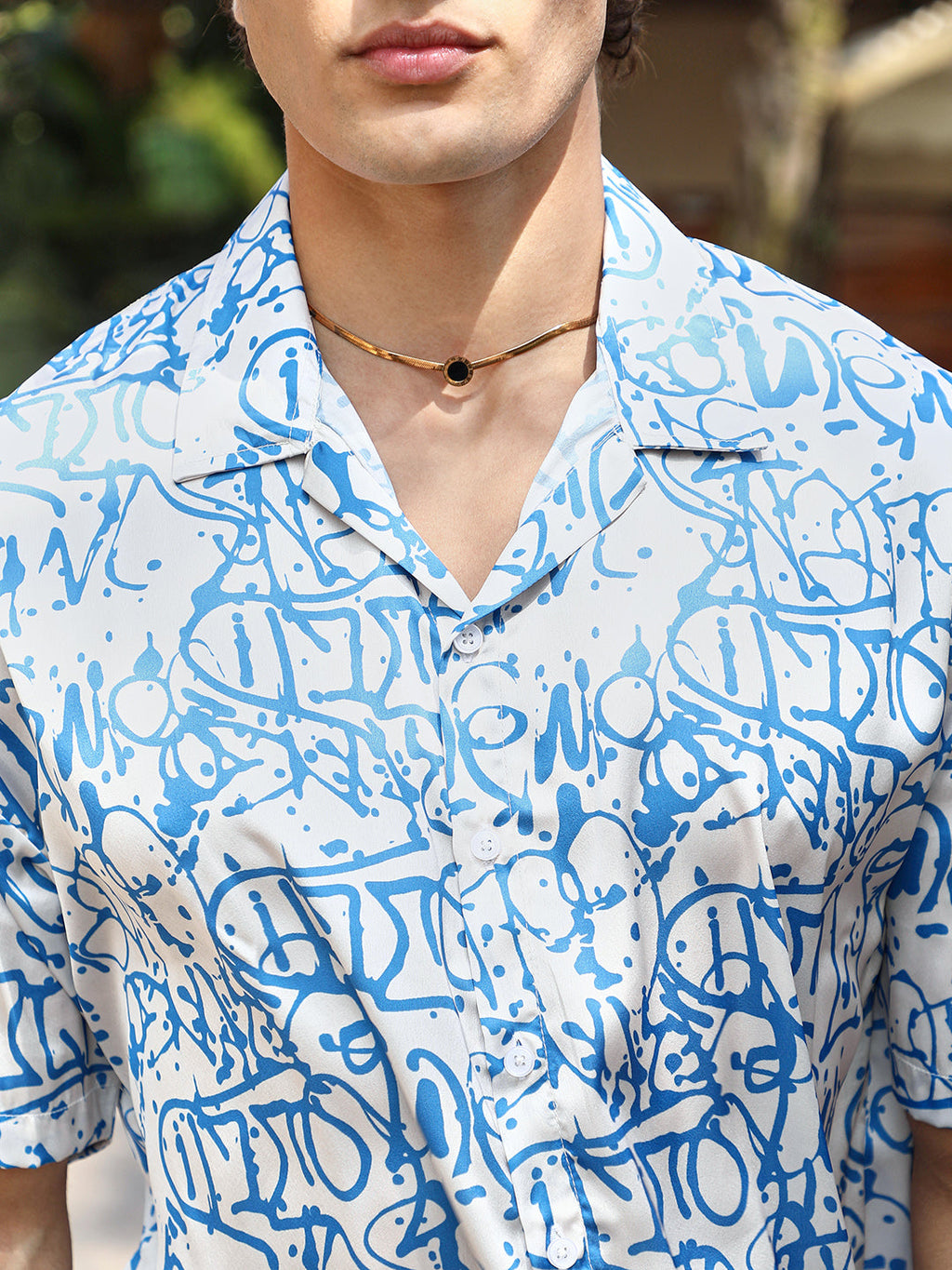 Graffiti Satin Oversized Shirt