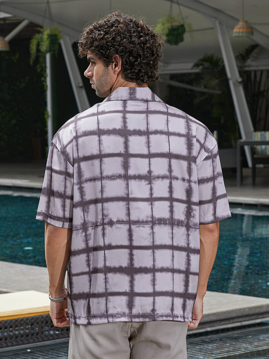 Dye-Graph Satin Oversized Shirt