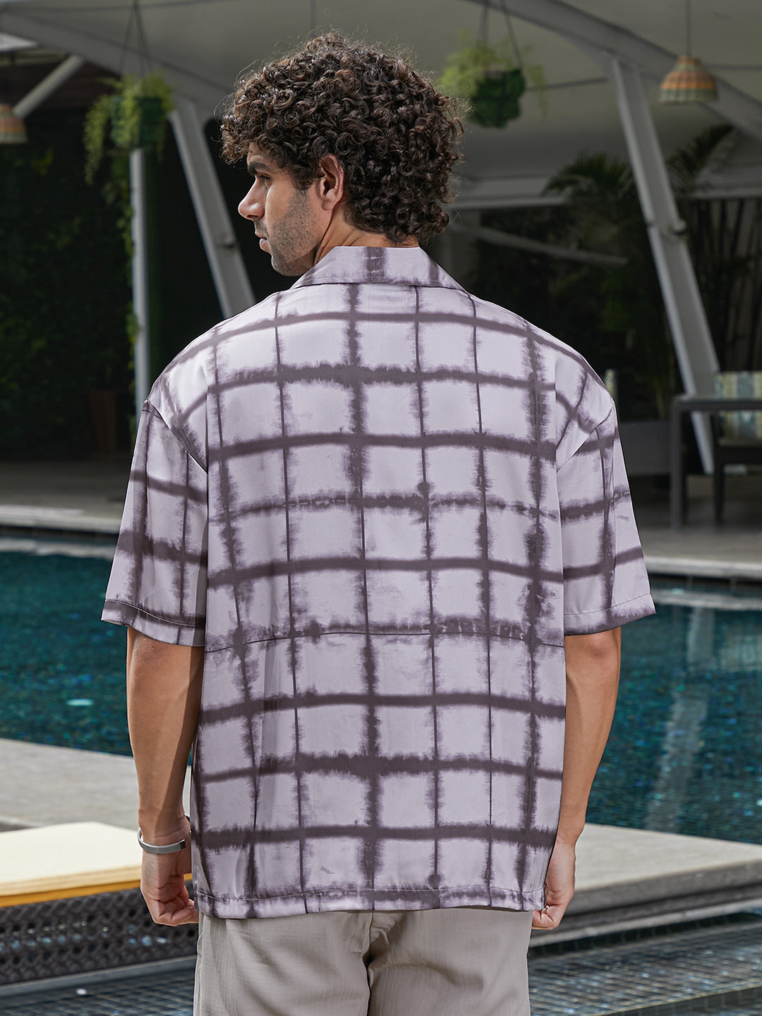 Dye-Graph Satin Oversized Shirt