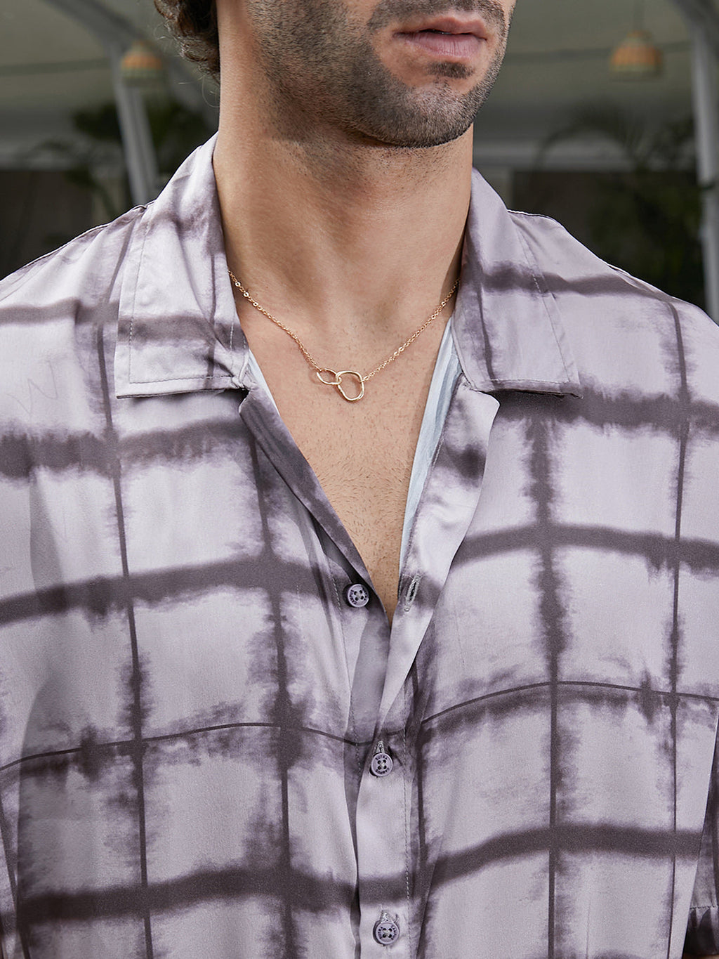 Dye-Graph Satin Oversized Shirt