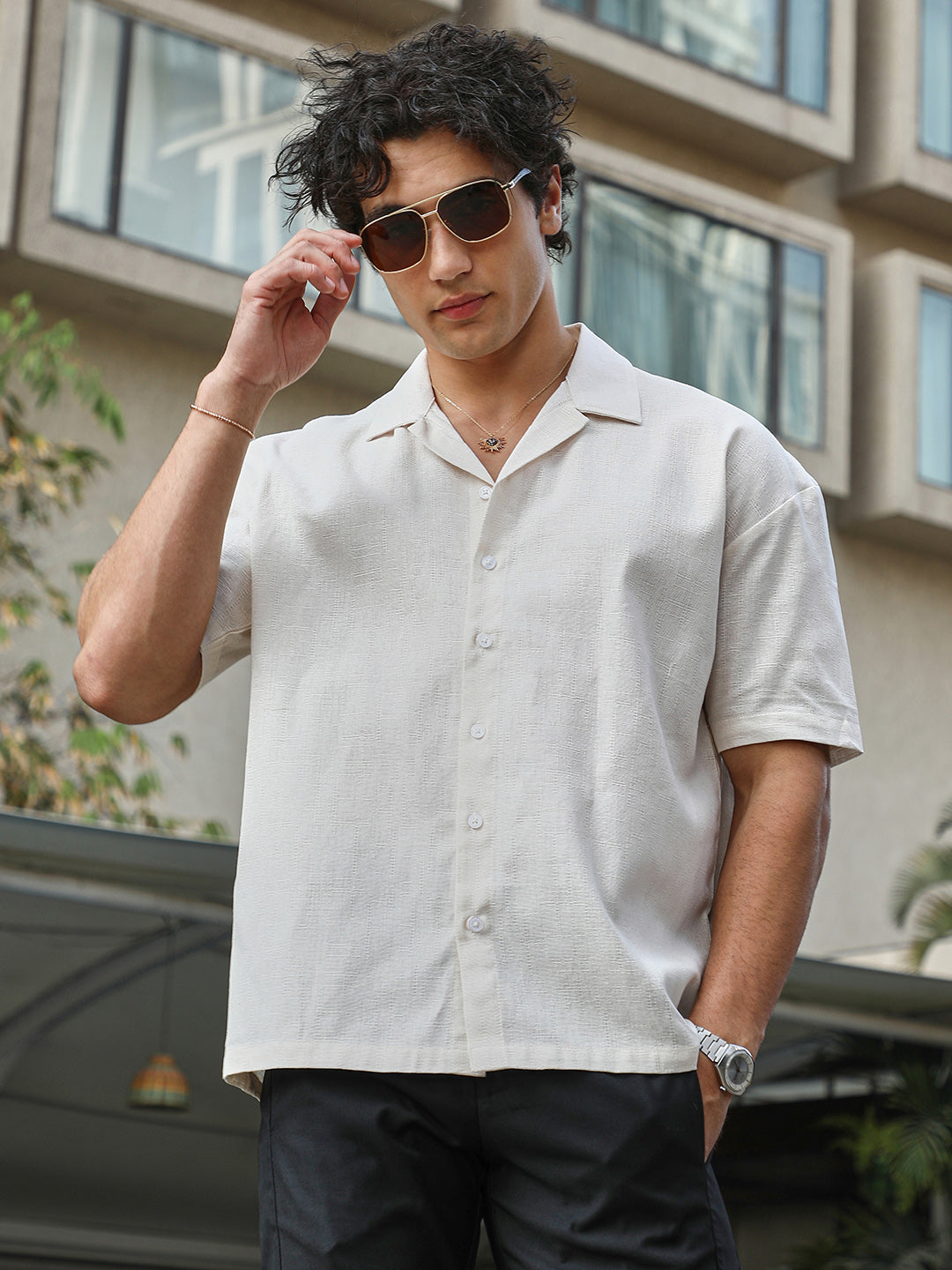 Solid Resort Overised Shirt