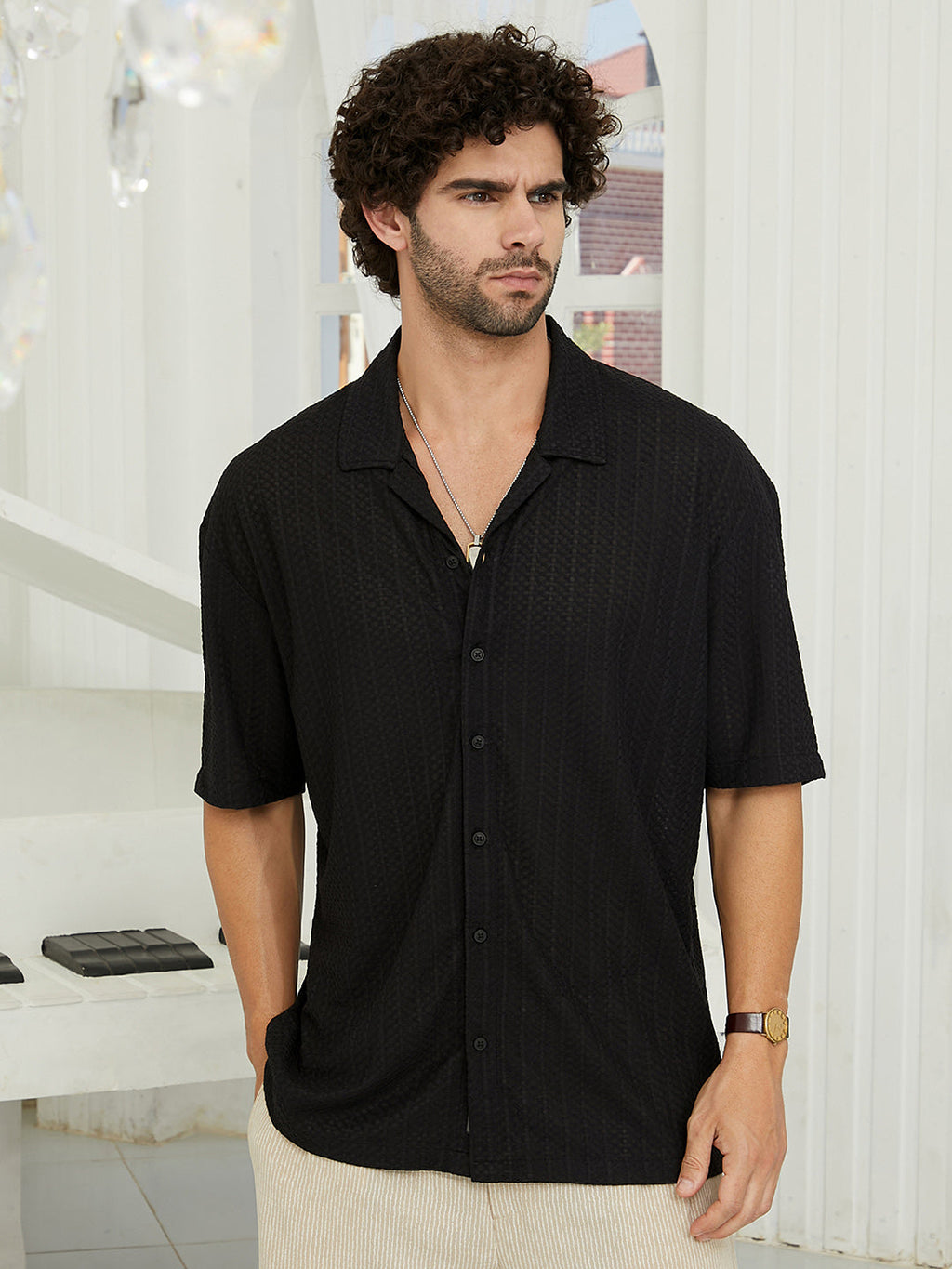 Zigzag-Helix Resort Oversized Shirt