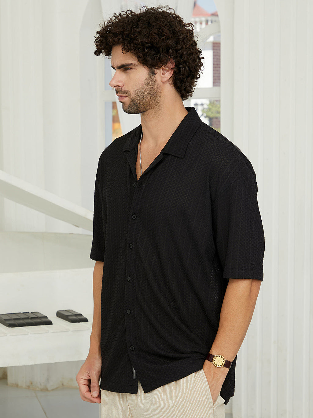 Zigzag-Helix Resort Oversized Shirt