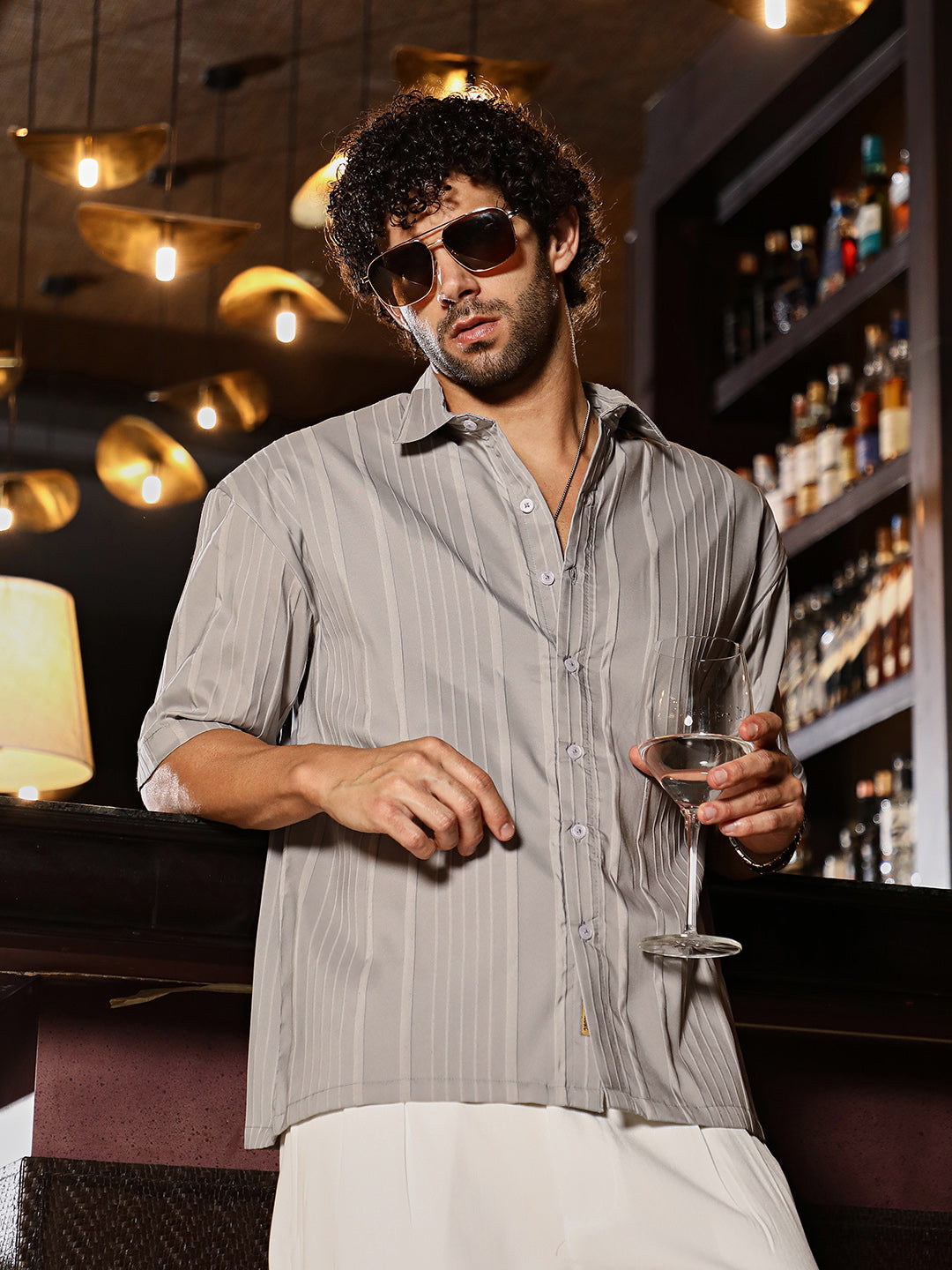 Unbalanced-Ridge Oversized Shirt