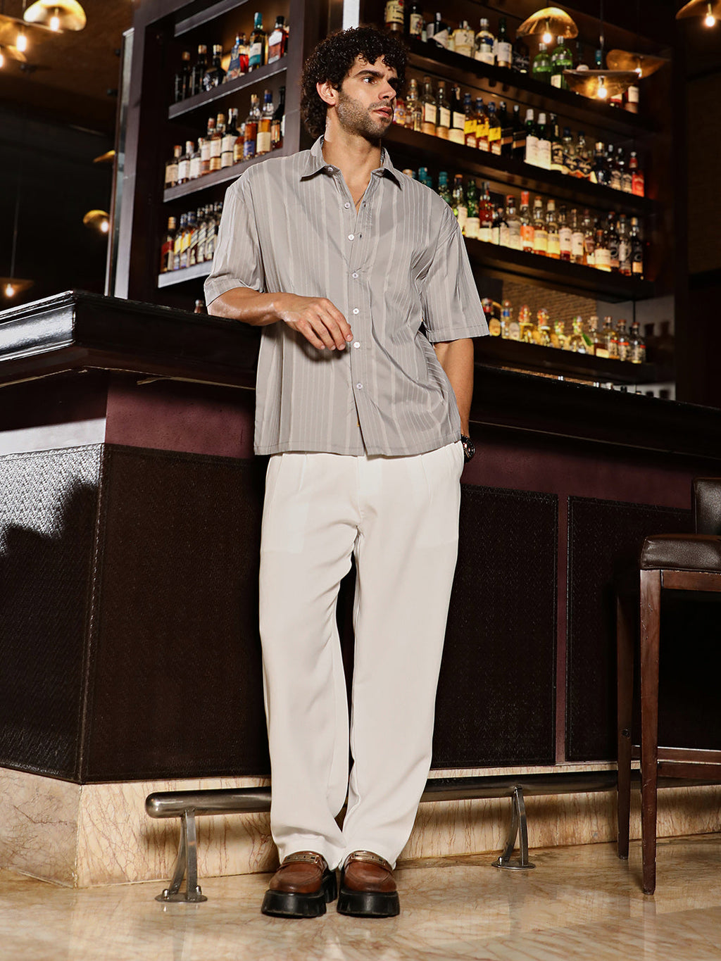 Unbalanced-Ridge Oversized Shirt