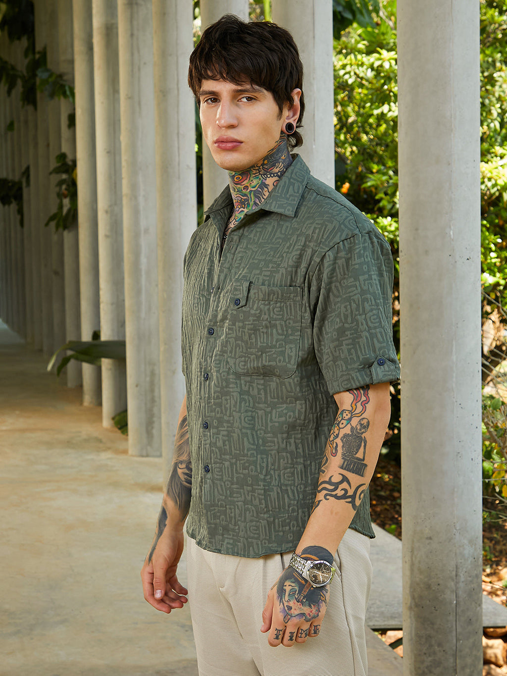 Aztec-Tactile Oversized Shirt