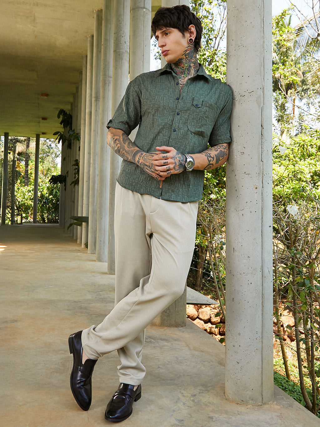 Aztec-Tactile Oversized Shirt