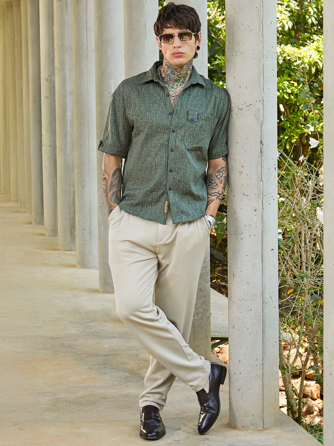 Aztec-Tactile Oversized Shirt