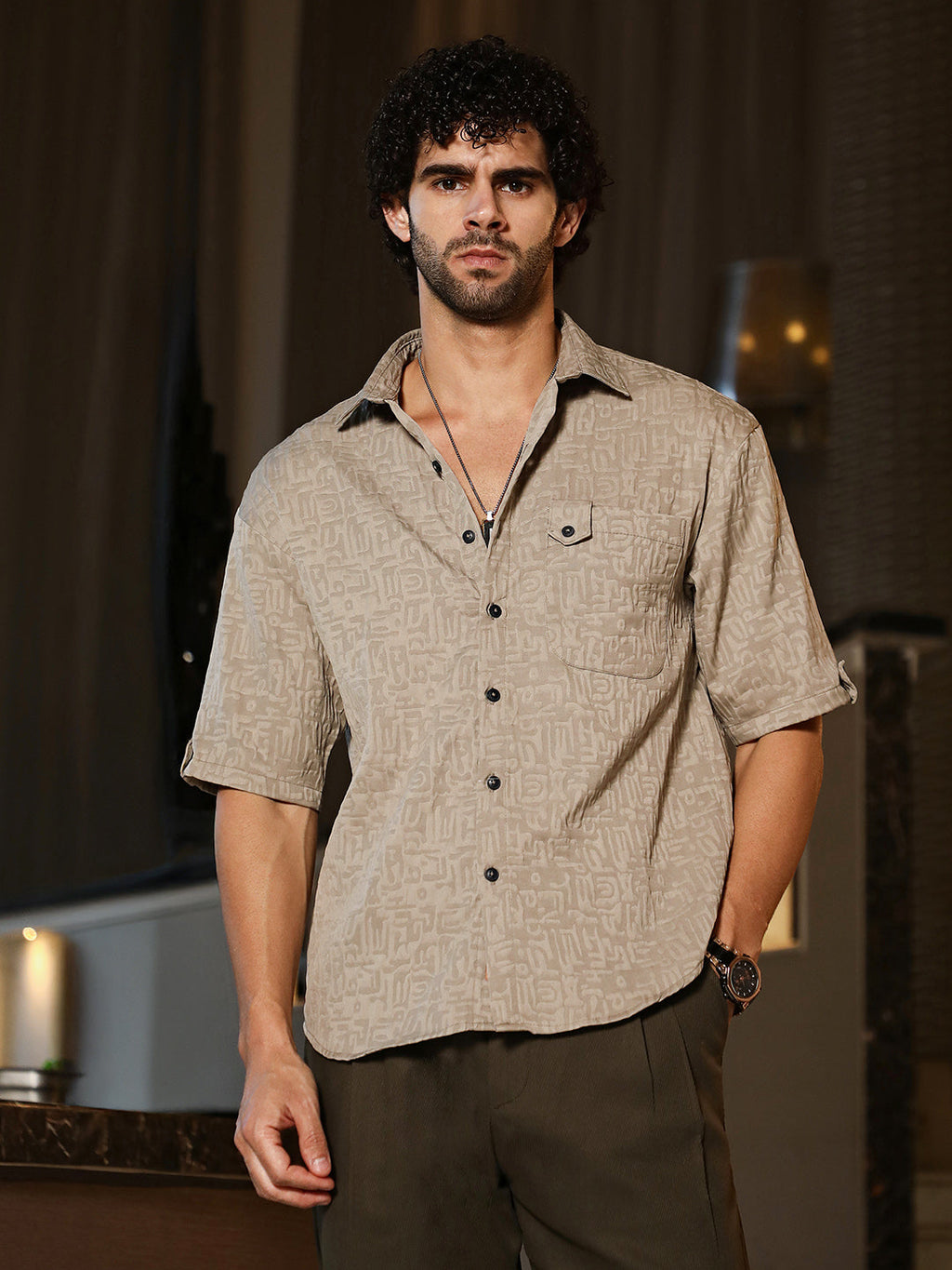 Aztec-Tactile Oversized Shirt