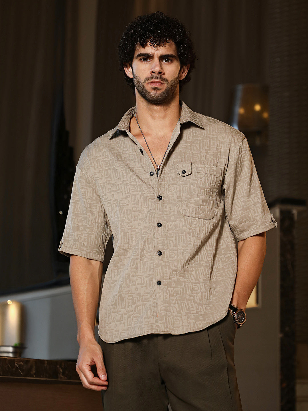 Aztec-Tactile Oversized Shirt