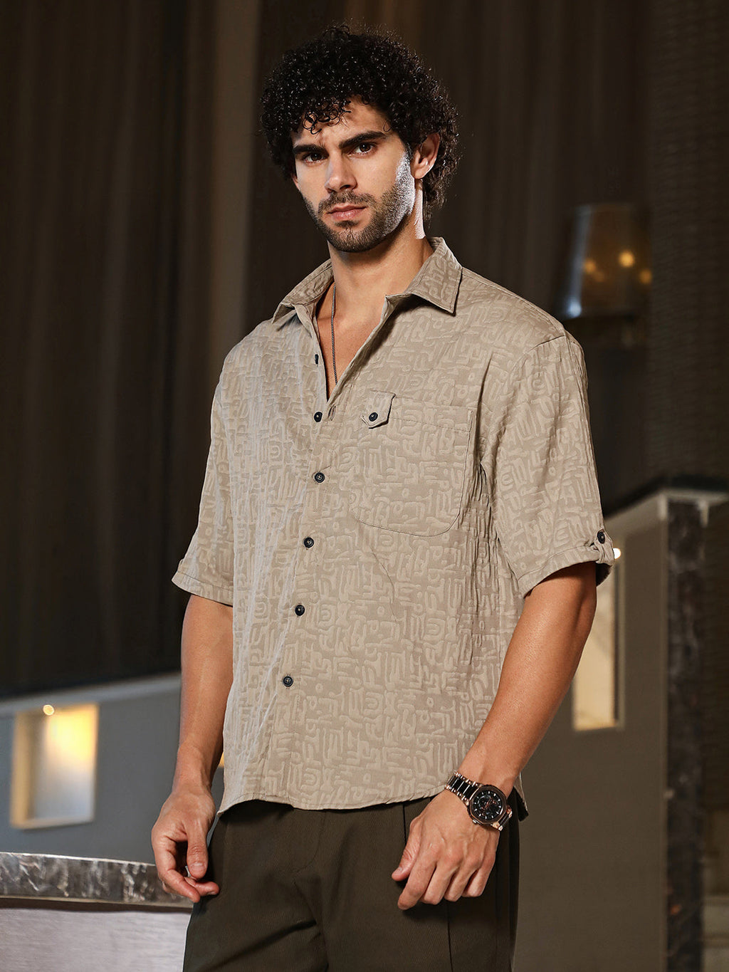 Aztec-Tactile Oversized Shirt