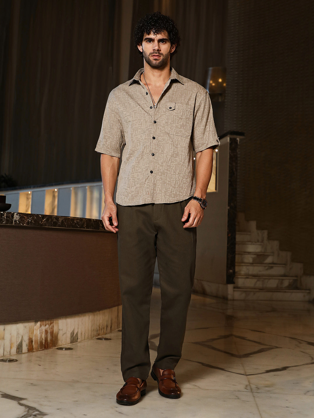 Aztec-Tactile Oversized Shirt