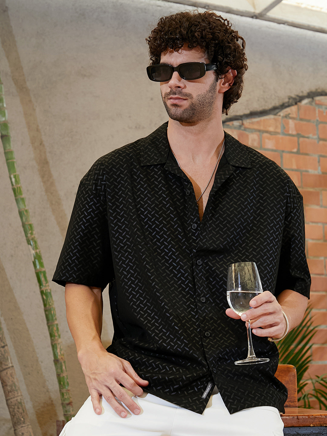 Marquise-Imprint Oversized Shirt