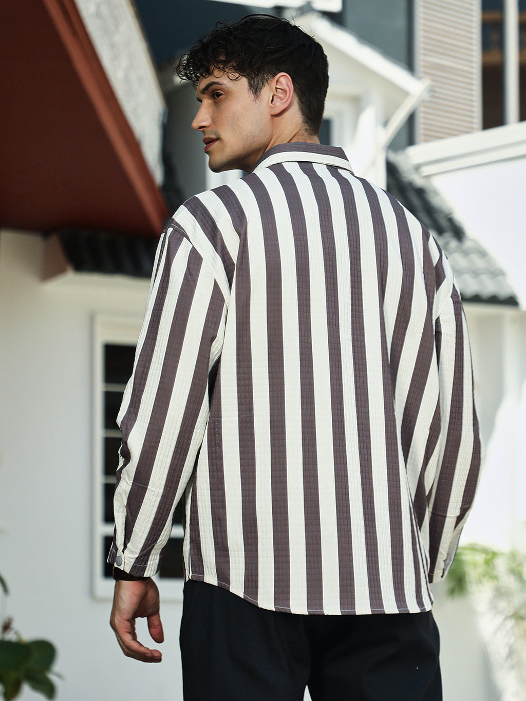 Candy-Striped Utility Oversized Shirt