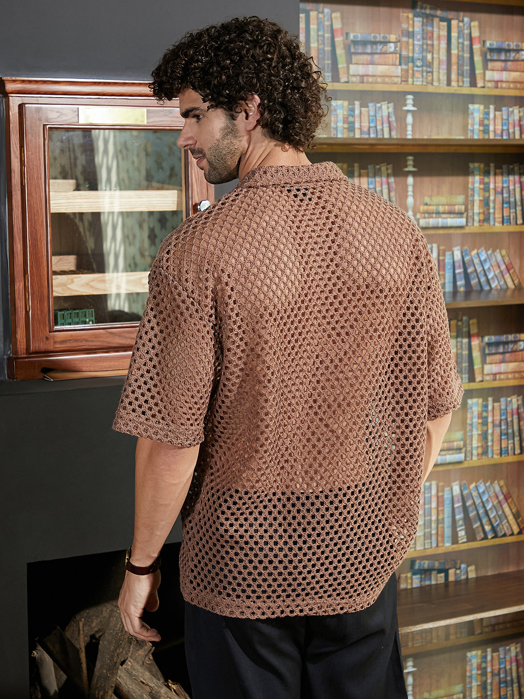 Open-Knit Resort Oversized Shirt