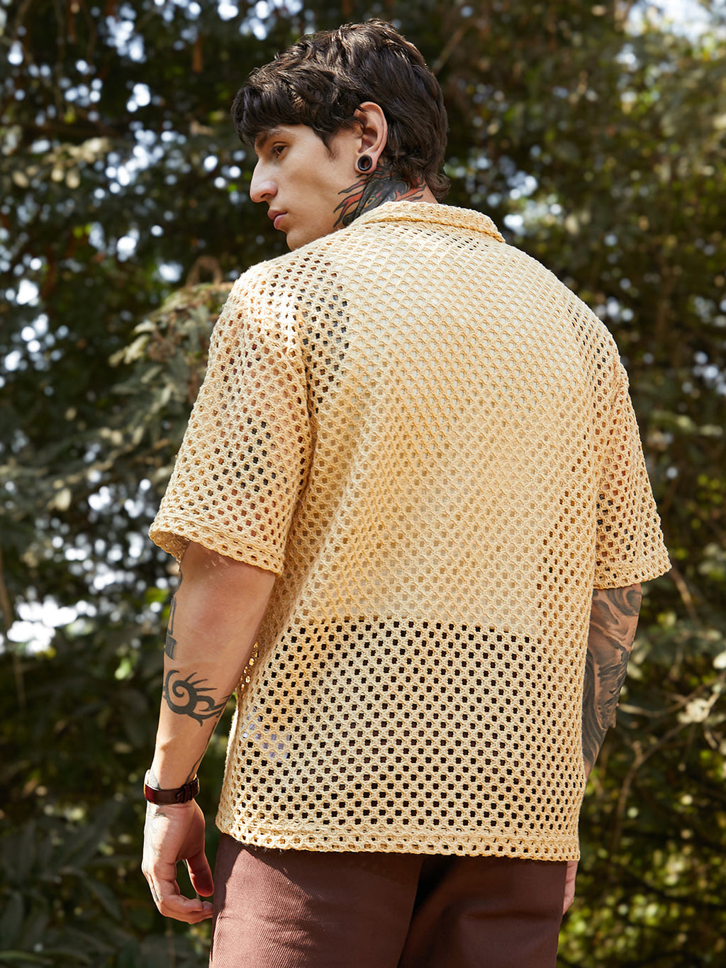 Open-Knit Resort Oversized Shirt