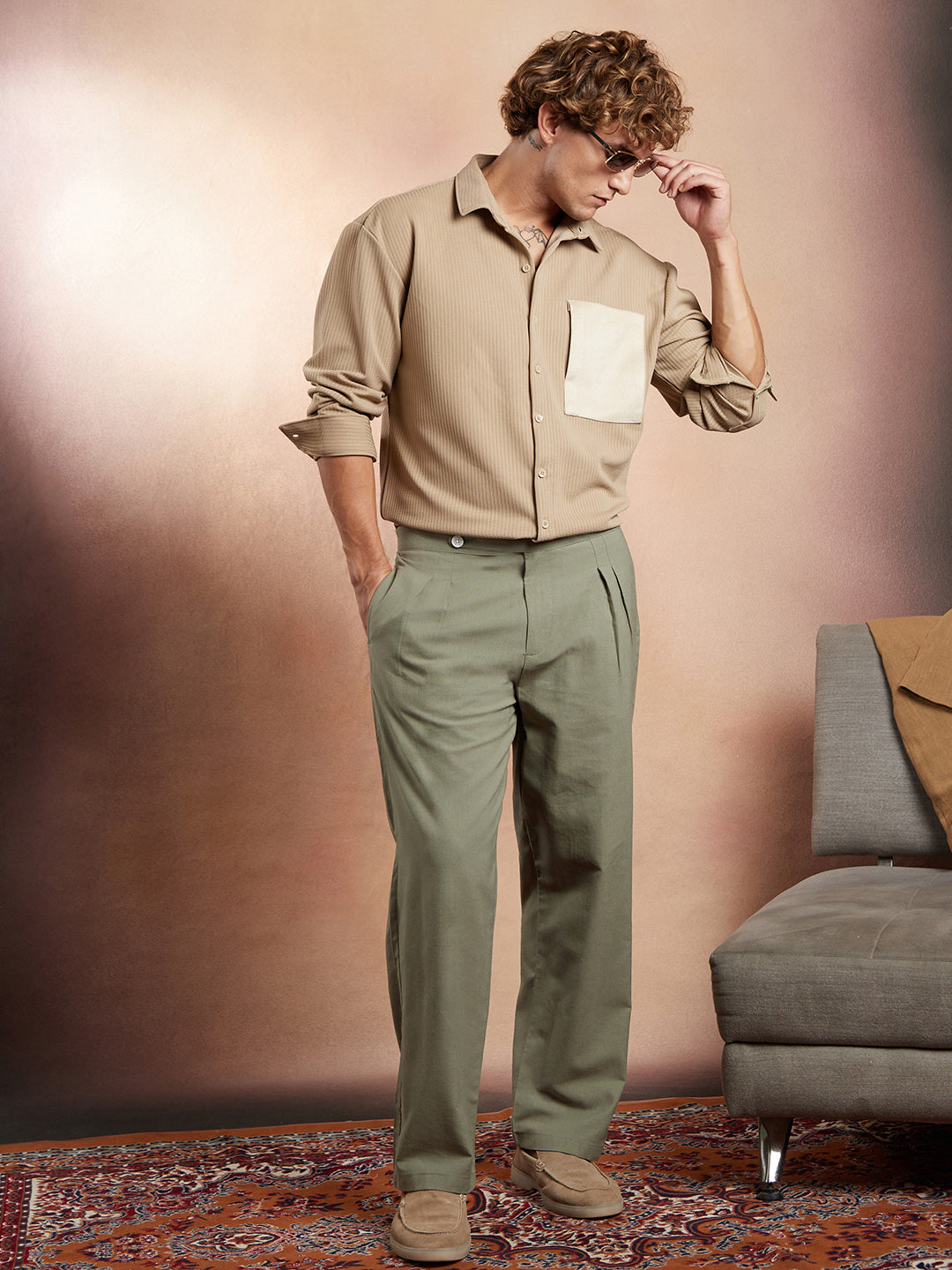 Block-Patch Oversized Shirt