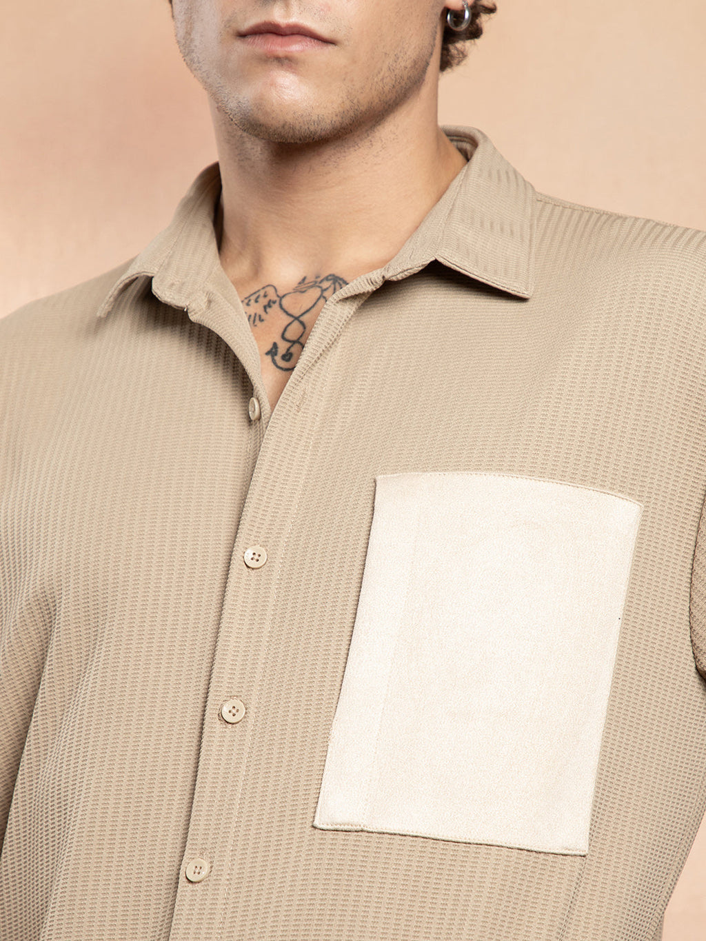 Block-Patch Oversized Shirt