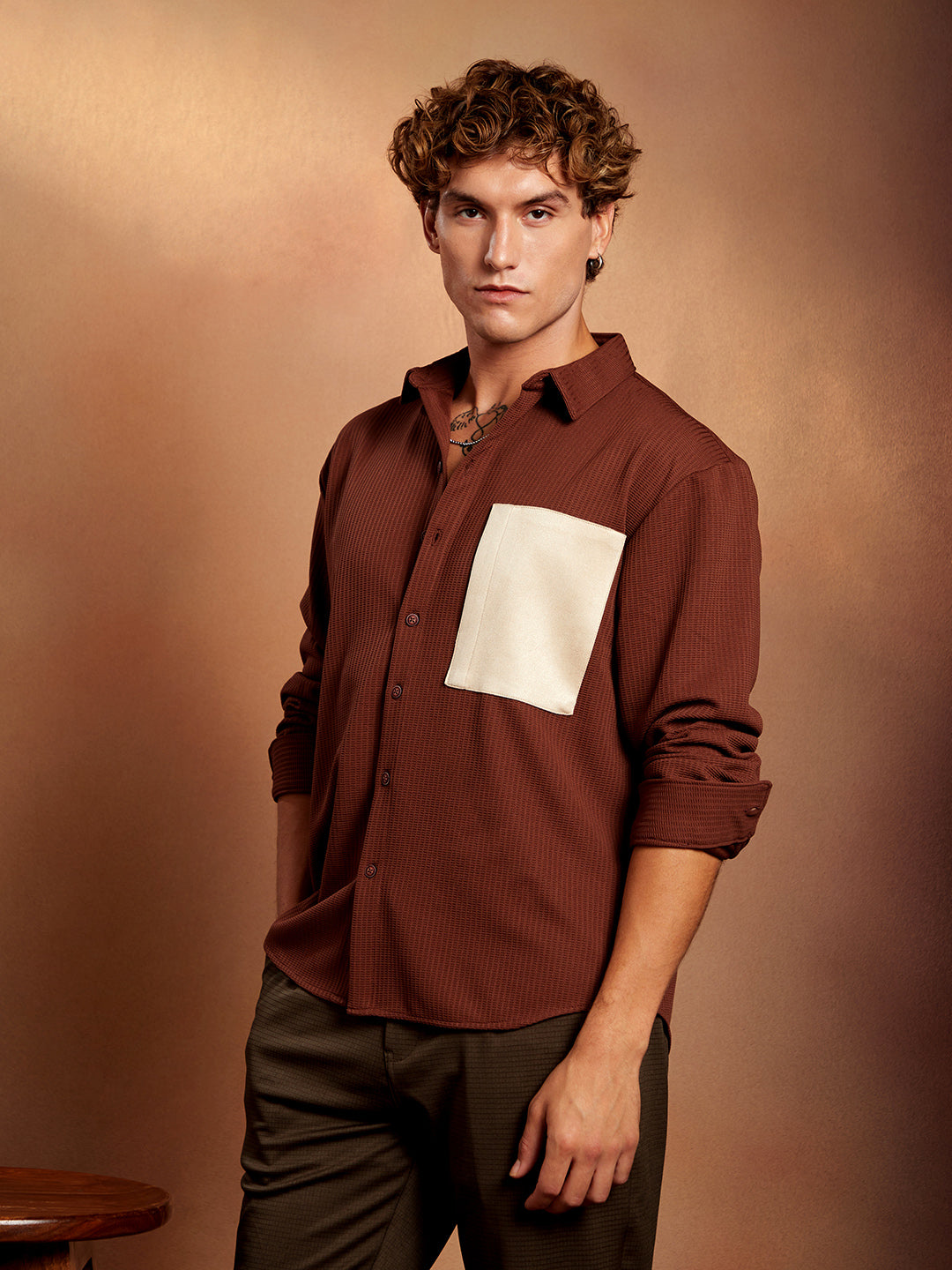 Block-Patch Oversized Shirt