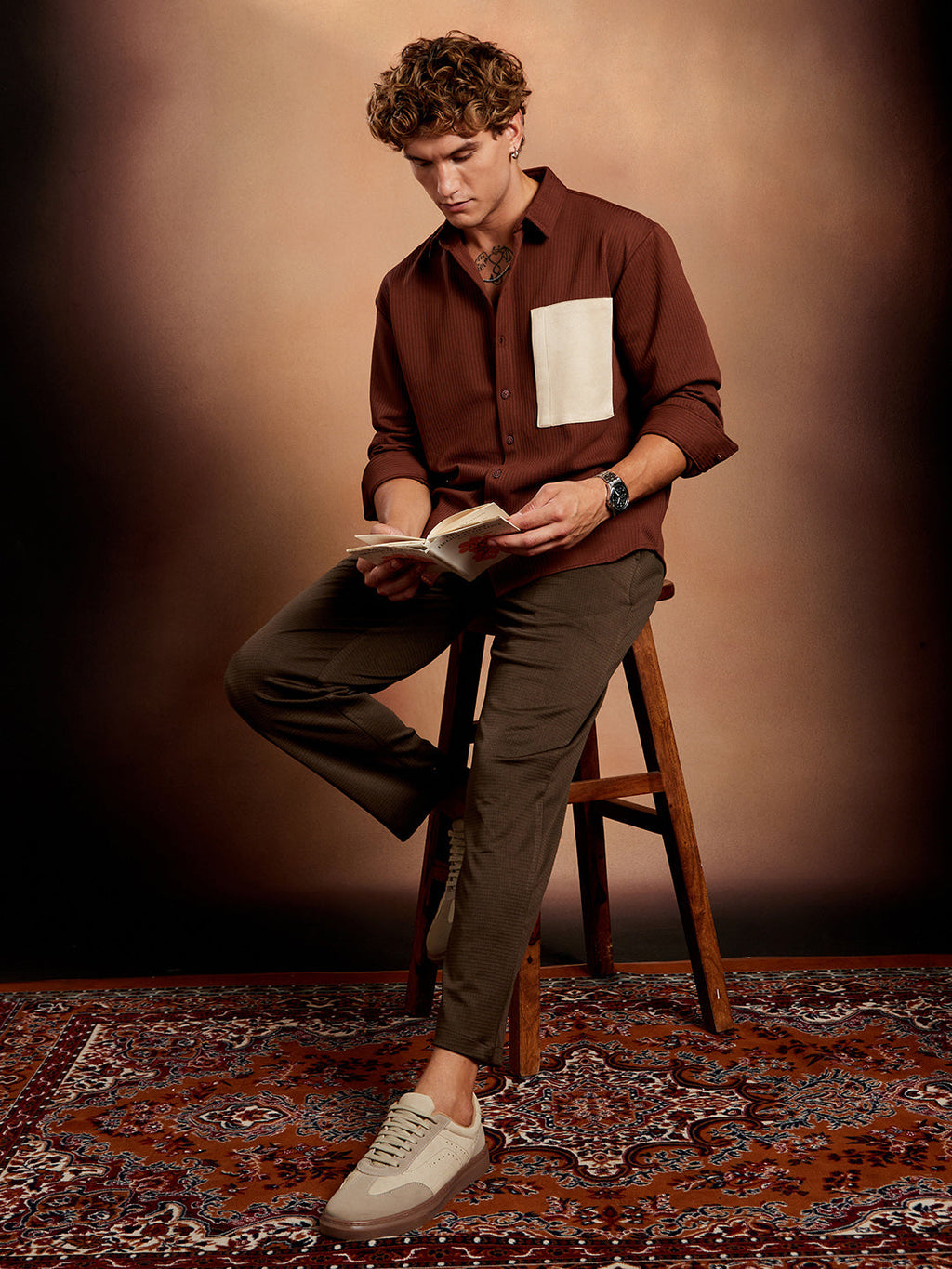 Block-Patch Oversized Shirt