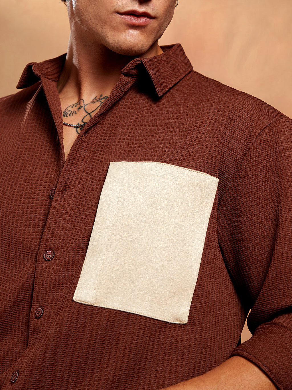 Block-Patch Oversized Shirt