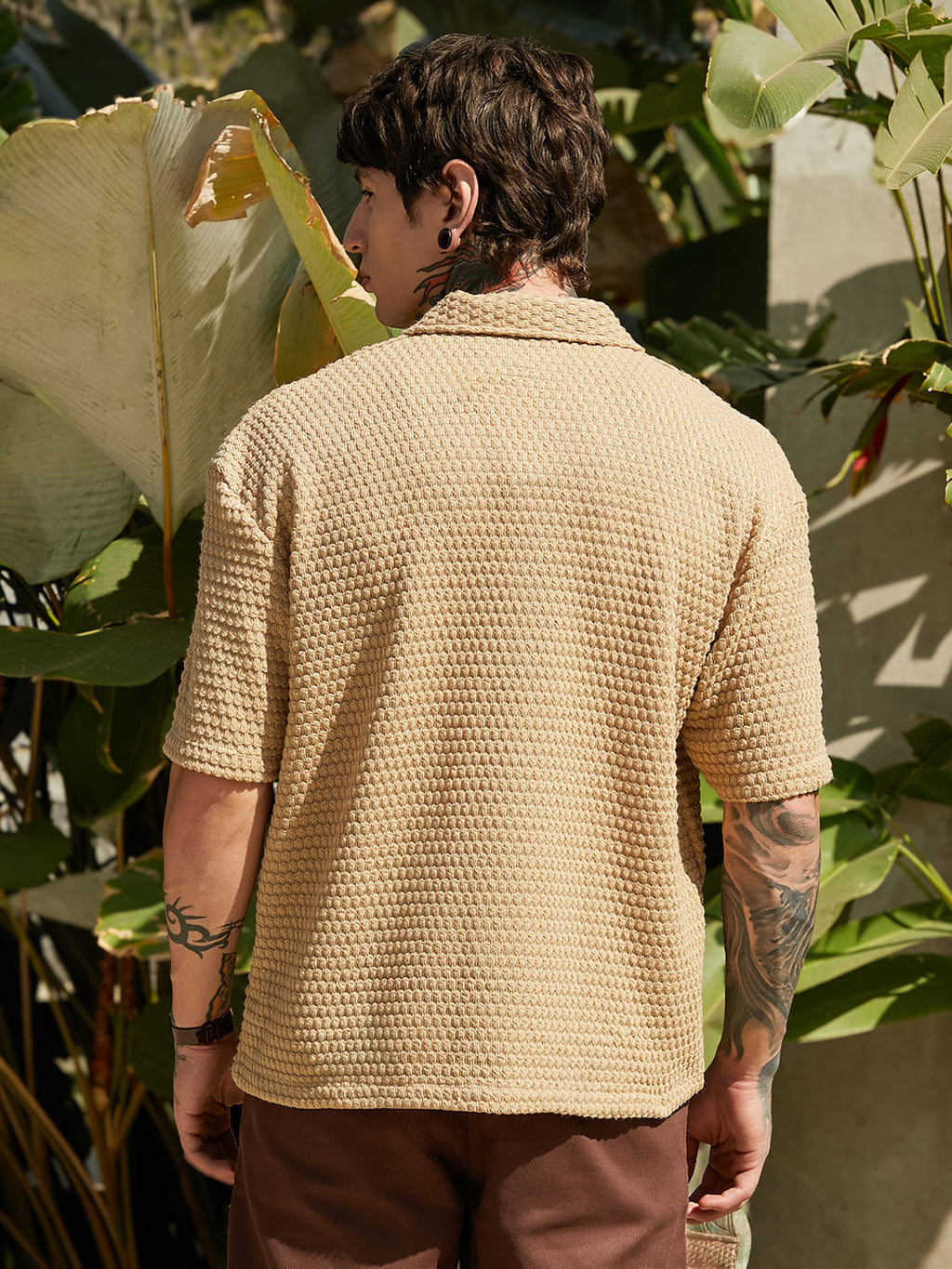 Oval-Tactile Knit Oversized Shirt