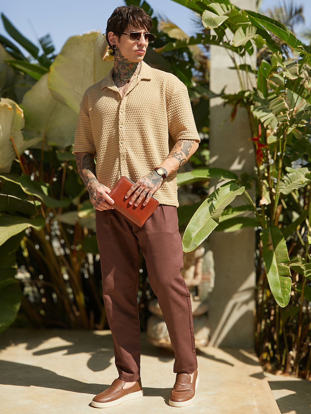 Oval-Tactile Knit Oversized Shirt