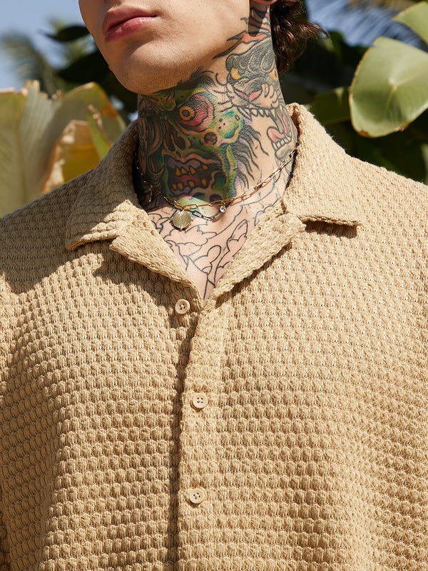 Oval-Tactile Knit Oversized Shirt