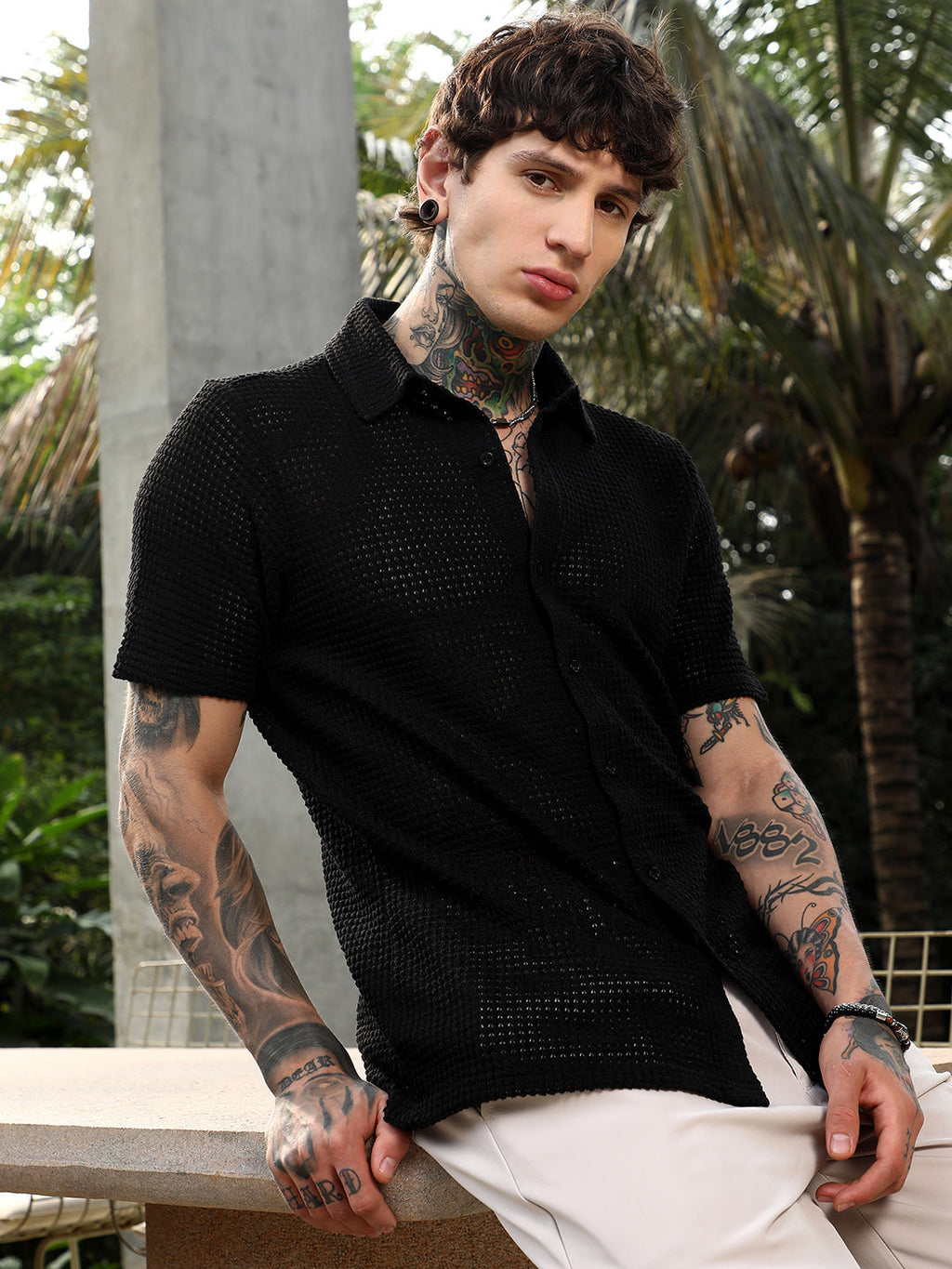 Solid-Knit Oversized Shirt