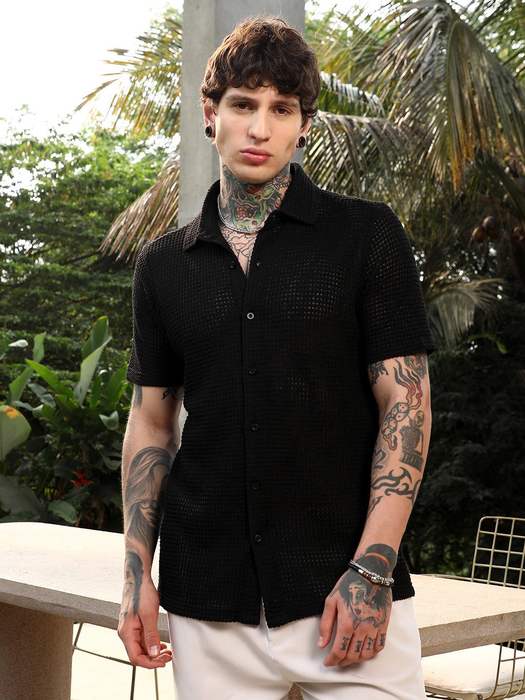 Solid-Knit Oversized Shirt