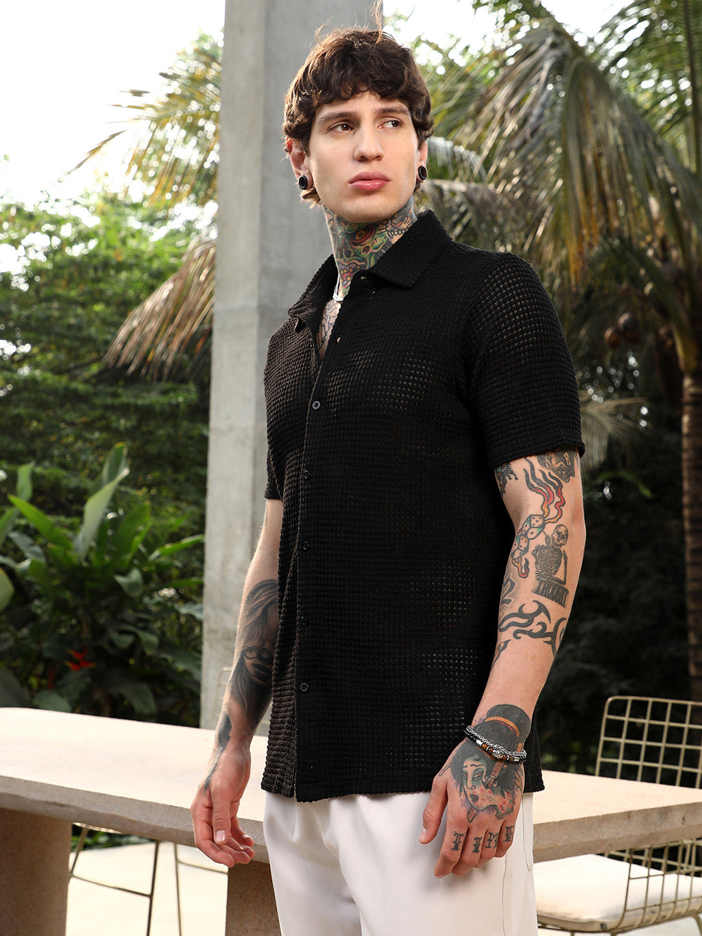 Solid-Knit Oversized Shirt